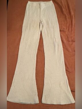Nanushka Cream Ribbed Flare Knit Pants